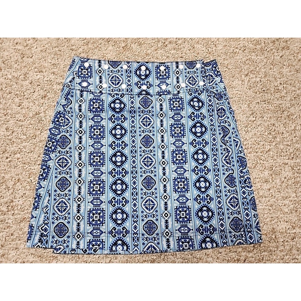 HDE Reversible Wrap Skirt Women Adjustable Snap Blue Floral Cover Up Travel M/L